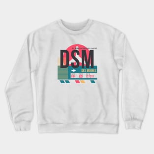 Des Moines (DSM) Airport // Sunset Baggage Tag Crewneck Sweatshirt